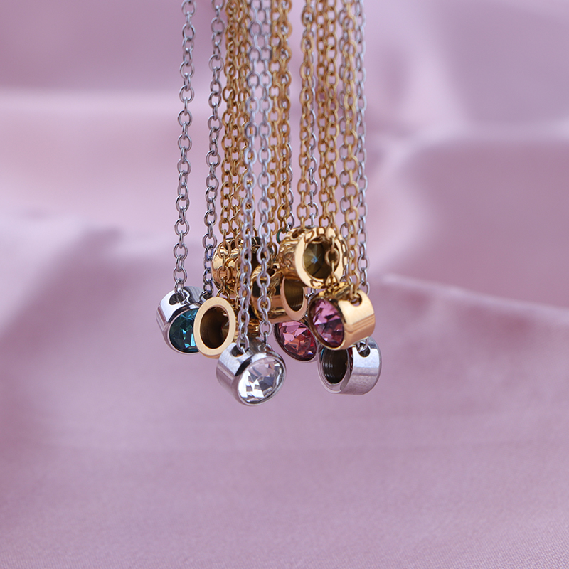 Aço inoxidável 12 pedras de an - Birth Flower Necklace avaliação e preço